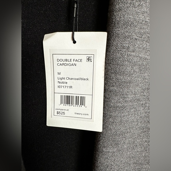 Theory Charcoal and black Open Front reversible cardigan - Picture 3 of 11